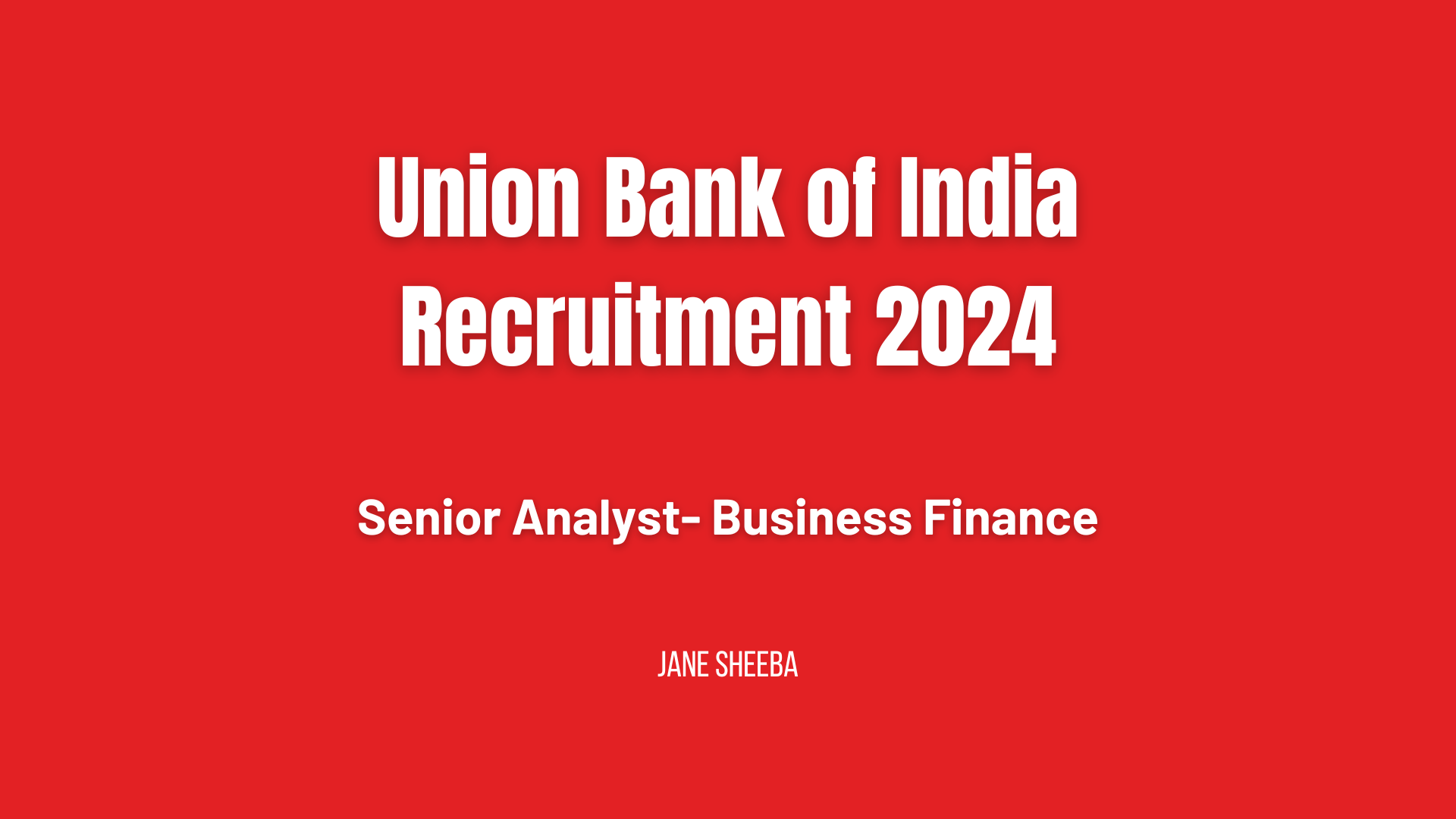 Union Bank of India Recruitment 2024